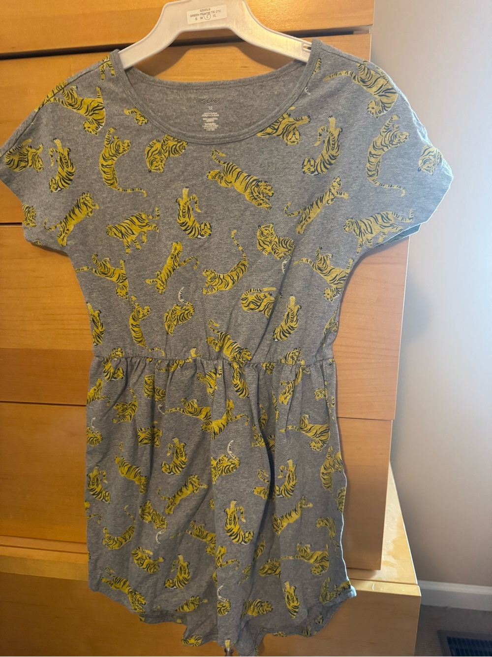 Tea Collection Grey Dress with Yellow Tiger Print